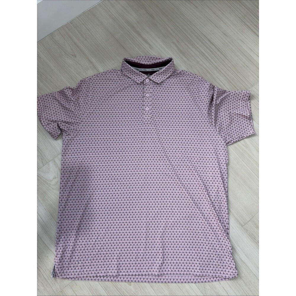 Walter Hagen 11 Majors Polo Shirt Mens XL Pink Geometric Whisky Performance